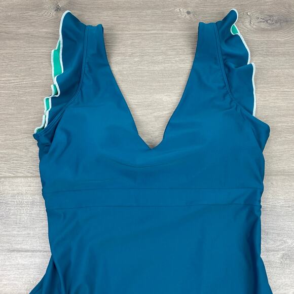 Summersalt Green Seaglass&Seaweed The Ruffle Backflip Swimsuit Sz.10 - Picture 6 of 15